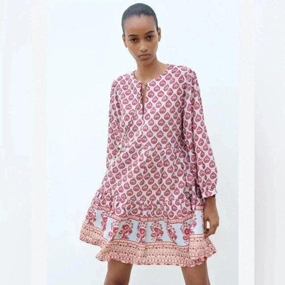 ZARA PRINTED OVERSIZED DRESS Multicolored Sz Small - Picture 6 of 14